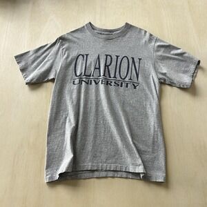 Vintage 90s Clarion University Shirt Mens Large Gray Cotton Exchange Tee T-Shirt